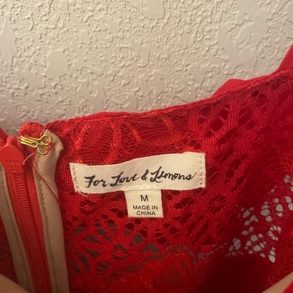 FOR LOVE & LEMONS Chianti Tank Dress red and black ruffle silk blend romantic M - Picture 7 of 10